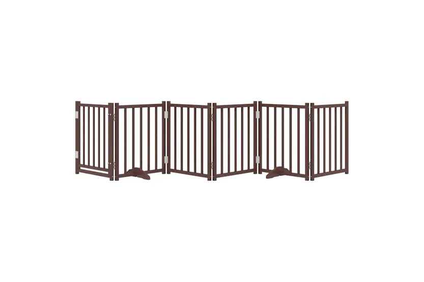 Vidaxl Dog Gate With Door Foldable 6 Panels Brown Oak 300 Cm Solid Wood Fir Vidaxl Dog Gate With Door Foldable 6 Panels Brown Oak 300 Cm Solid Wood Fir