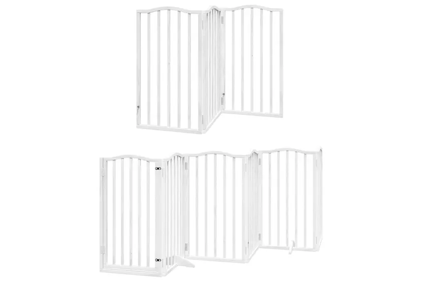 Vidaxl Dog Gate With Door Foldable 12 Panels White 600 Cm Poplar Wood Vidaxl Dog Gate With Door Foldable 12 Panels White 600 Cm Poplar Wood