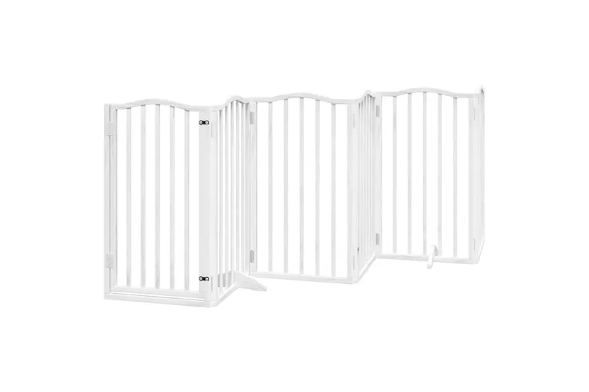 Vidaxl Dog Gate With Door Foldable 12 Panels White 600 Cm Poplar Wood Vidaxl Dog Gate With Door Foldable 12 Panels White 600 Cm Poplar Wood