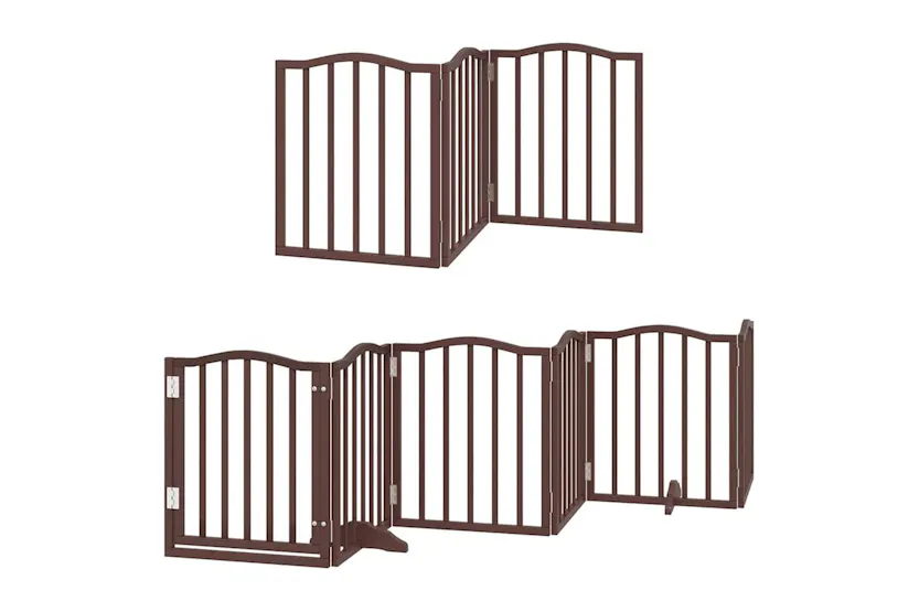 Vidaxl Dog Gate With Door Foldable 15 Panels Brown 750 Cm Poplar Wood Vidaxl Dog Gate With Door Foldable 15 Panels Brown 750 Cm Poplar Wood