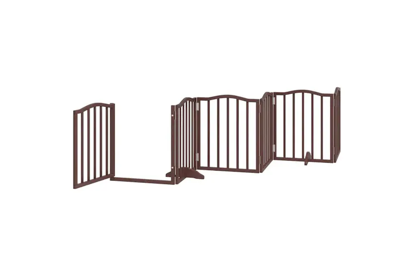 Vidaxl Dog Gate With Door Foldable 15 Panels Brown 750 Cm Poplar Wood Vidaxl Dog Gate With Door Foldable 15 Panels Brown 750 Cm Poplar Wood