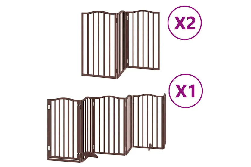 Vidaxl Dog Gate With Door Foldable 12 Panels Brown 600 Cm Poplar Wood Vidaxl Dog Gate With Door Foldable 12 Panels Brown 600 Cm Poplar Wood