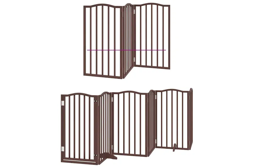 Vidaxl Dog Gate With Door Foldable 12 Panels Brown 600 Cm Poplar Wood Vidaxl Dog Gate With Door Foldable 12 Panels Brown 600 Cm Poplar Wood