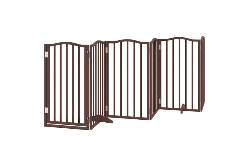 Vidaxl Dog Gate With Door Foldable 12 Panels Brown 600 Cm Poplar Wood Vidaxl Dog Gate With Door Foldable 12 Panels Brown 600 Cm Poplar Wood