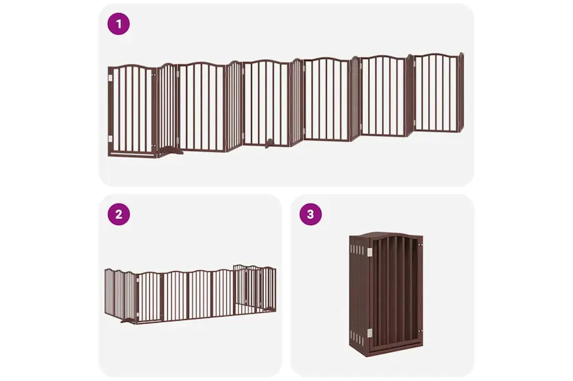 Vidaxl Dog Gate With Door Foldable 12 Panels Brown 600 Cm Poplar Wood Vidaxl Dog Gate With Door Foldable 12 Panels Brown 600 Cm Poplar Wood