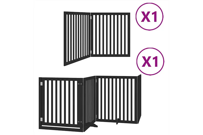 Vidaxl Dog Gate With Door Foldable 6 Panels Black 480 Cm Poplar Wood Vidaxl Dog Gate With Door Foldable 6 Panels Black 480 Cm Poplar Wood