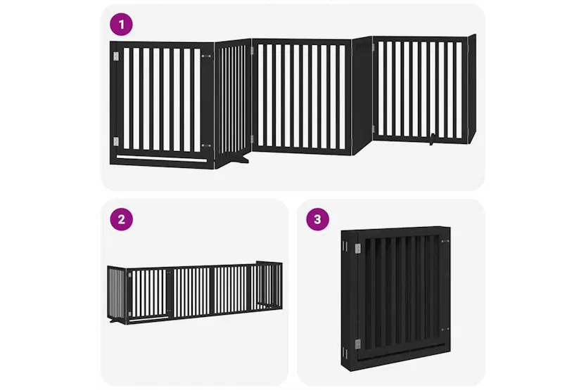 Vidaxl Dog Gate With Door Foldable 6 Panels Black 480 Cm Poplar Wood Vidaxl Dog Gate With Door Foldable 6 Panels Black 480 Cm Poplar Wood