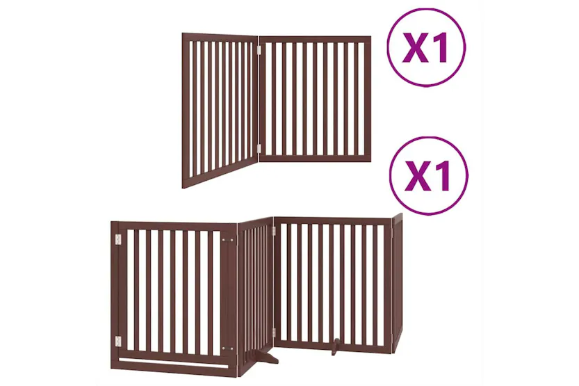 Vidaxl Dog Gate With Door Foldable 6 Panels Brown 480 Cm Poplar Wood Vidaxl Dog Gate With Door Foldable 6 Panels Brown 480 Cm Poplar Wood