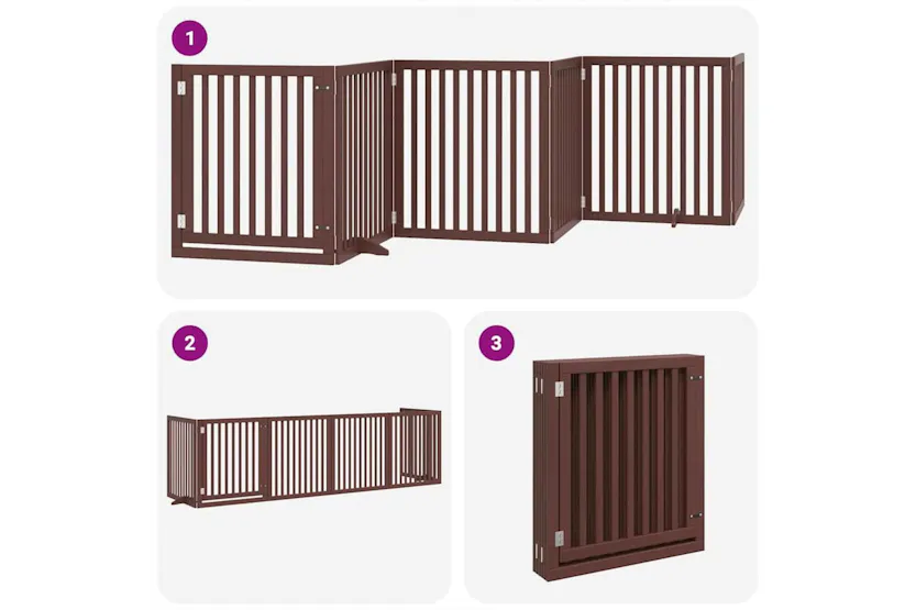 Vidaxl Dog Gate With Door Foldable 6 Panels Brown 480 Cm Poplar Wood Vidaxl Dog Gate With Door Foldable 6 Panels Brown 480 Cm Poplar Wood
