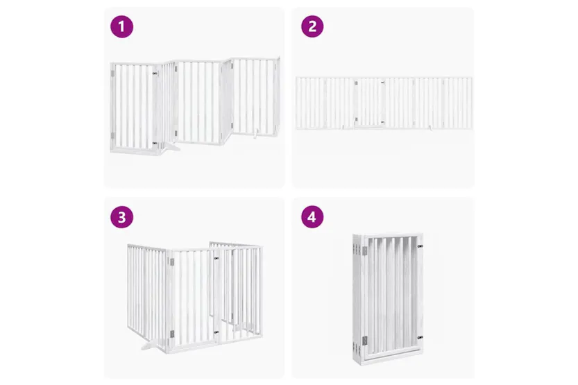 Vidaxl Dog Gate With Door Foldable 6 Panels White 300 Cm Poplar Wood Vidaxl Dog Gate With Door Foldable 6 Panels White 300 Cm Poplar Wood