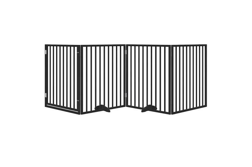 Vidaxl Dog Gate With Door Foldable 4 Panels Black 320 Cm Poplar Wood Vidaxl Dog Gate With Door Foldable 4 Panels Black 320 Cm Poplar Wood