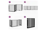 Vidaxl Dog Gate With Door Foldable 4 Panels Black 320 Cm Poplar Wood Vidaxl Dog Gate With Door Foldable 4 Panels Black 320 Cm Poplar Wood