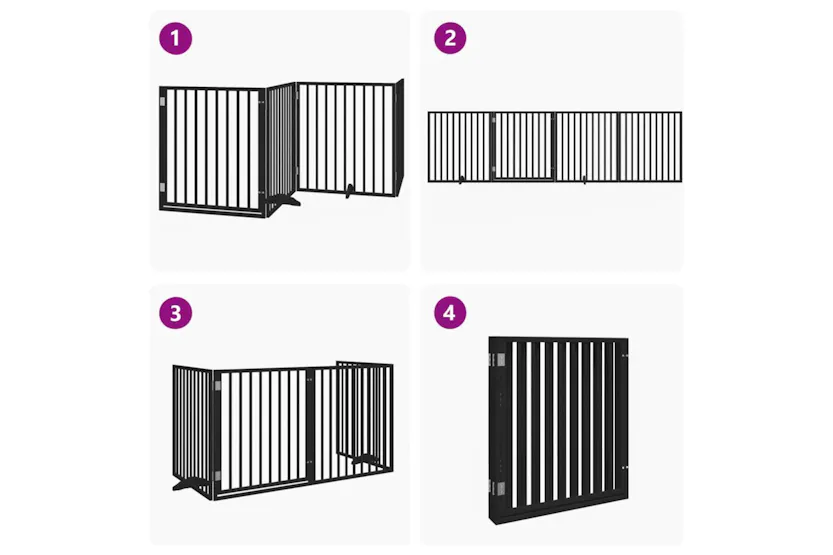 Vidaxl Dog Gate With Door Foldable 4 Panels Black 320 Cm Poplar Wood Vidaxl Dog Gate With Door Foldable 4 Panels Black 320 Cm Poplar Wood