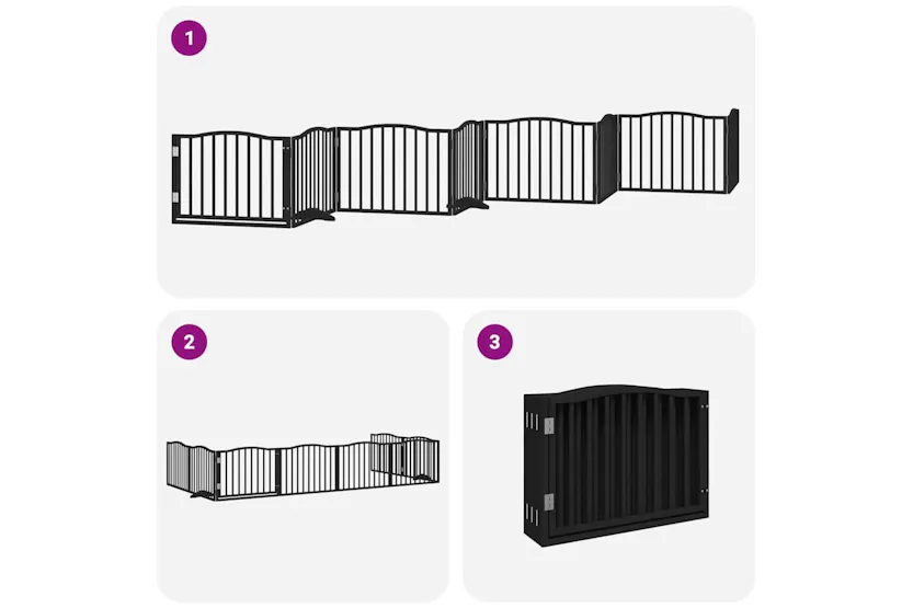 Vidaxl Dog Gate With Door Foldable 8 Panels Black 640 Cm Poplar Wood Vidaxl Dog Gate With Door Foldable 8 Panels Black 640 Cm Poplar Wood