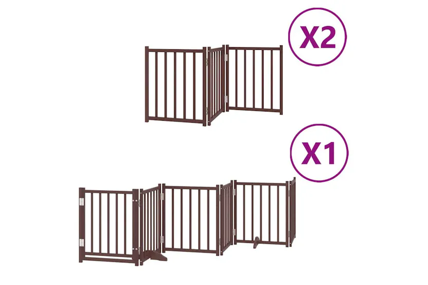Vidaxl Dog Gate With Door Foldable 12 Panels Brown 600 Cm Poplar Wood Vidaxl Dog Gate With Door Foldable 12 Panels Brown 600 Cm Poplar Wood