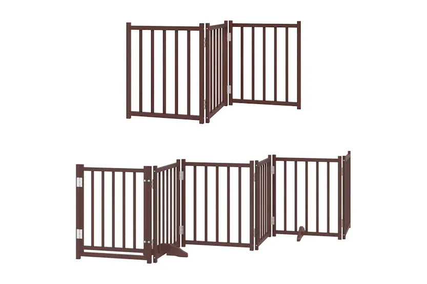 Vidaxl Dog Gate With Door Foldable 12 Panels Brown 600 Cm Poplar Wood Vidaxl Dog Gate With Door Foldable 12 Panels Brown 600 Cm Poplar Wood