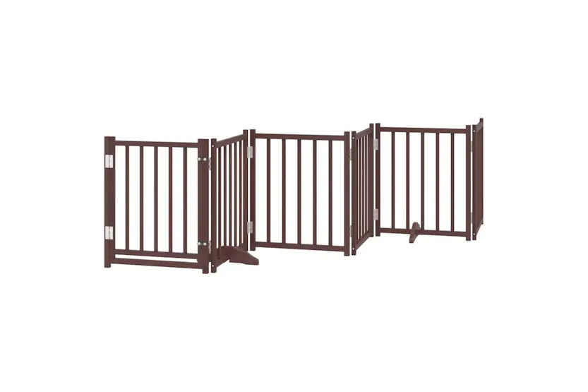 Vidaxl Dog Gate With Door Foldable 12 Panels Brown 600 Cm Poplar Wood Vidaxl Dog Gate With Door Foldable 12 Panels Brown 600 Cm Poplar Wood