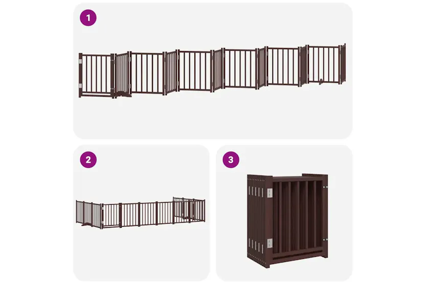 Vidaxl Dog Gate With Door Foldable 12 Panels Brown 600 Cm Poplar Wood Vidaxl Dog Gate With Door Foldable 12 Panels Brown 600 Cm Poplar Wood