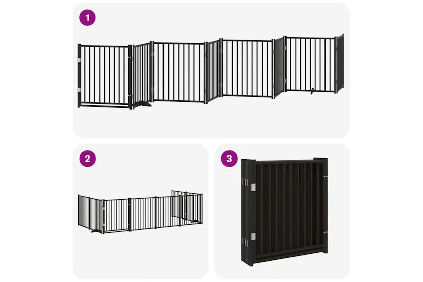 Vidaxl Dog Gate With Door Foldable 8 Panels Black 640 Cm Poplar Wood Vidaxl Dog Gate With Door Foldable 8 Panels Black 640 Cm Poplar Wood