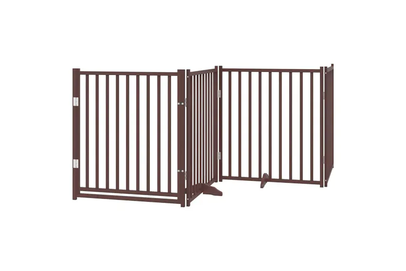 Vidaxl Dog Gate With Door Foldable 6 Panels Brown 480 Cm Poplar Wood Vidaxl Dog Gate With Door Foldable 6 Panels Brown 480 Cm Poplar Wood