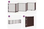 Vidaxl Dog Gate With Door Foldable 6 Panels Brown 480 Cm Poplar Wood Vidaxl Dog Gate With Door Foldable 6 Panels Brown 480 Cm Poplar Wood