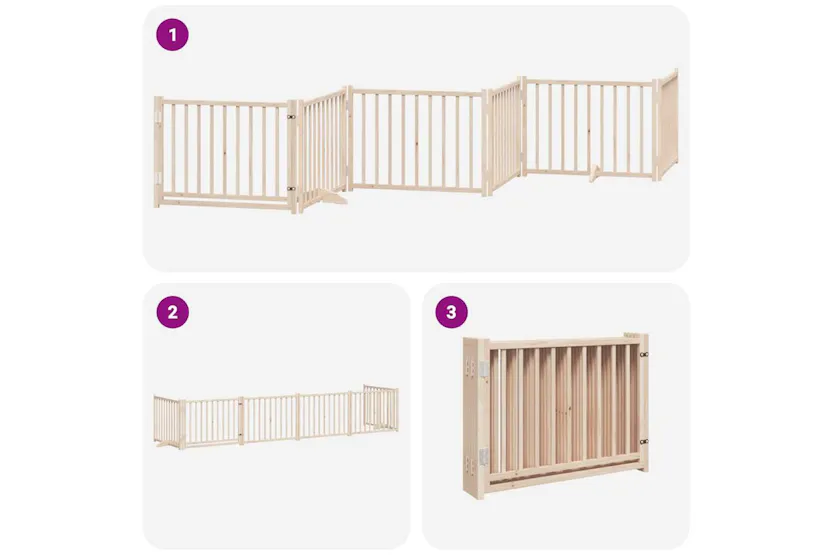 Vidaxl Dog Gate With Door Foldable 6 Panels 480 Cm Poplar Wood Vidaxl Dog Gate With Door Foldable 6 Panels 480 Cm Poplar Wood