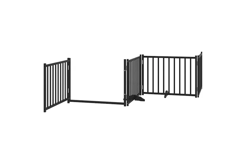 Vidaxl Dog Gate With Door Foldable 6 Panels Black 480 Cm Poplar Wood Vidaxl Dog Gate With Door Foldable 6 Panels Black 480 Cm Poplar Wood