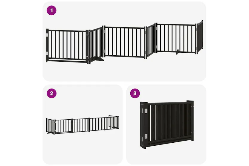 Vidaxl Dog Gate With Door Foldable 6 Panels Black 480 Cm Poplar Wood Vidaxl Dog Gate With Door Foldable 6 Panels Black 480 Cm Poplar Wood