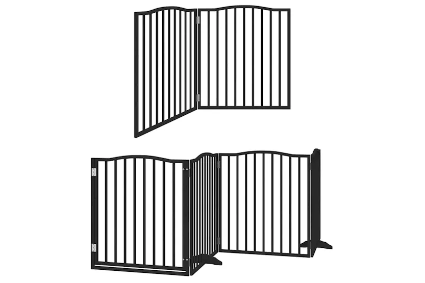 Vidaxl Dog Gate With Door Foldable 12 Panels Black 960 Cm Poplar Wood Vidaxl Dog Gate With Door Foldable 12 Panels Black 960 Cm Poplar Wood