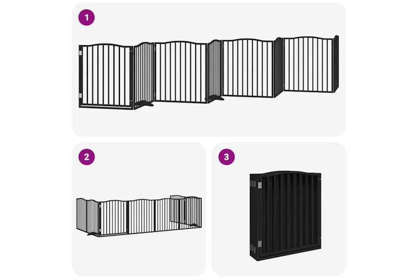 Vidaxl Dog Gate With Door Foldable 8 Panels Black 640 Cm Poplar Wood Vidaxl Dog Gate With Door Foldable 8 Panels Black 640 Cm Poplar Wood