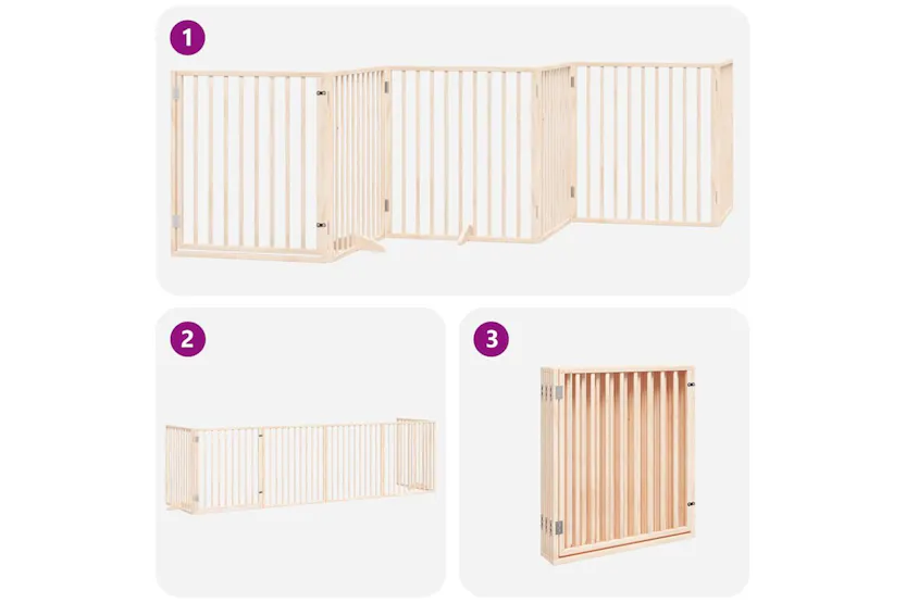 Vidaxl Dog Gate With Door Foldable 6 Panels 480 Cm Poplar Wood Vidaxl Dog Gate With Door Foldable 6 Panels 480 Cm Poplar Wood