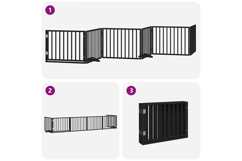 Vidaxl Dog Gate With Door Foldable 6 Panels Black 480 Cm Poplar Wood Vidaxl Dog Gate With Door Foldable 6 Panels Black 480 Cm Poplar Wood