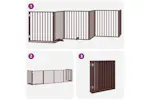 Vidaxl Dog Gate With Door Foldable 6 Panels Brown 480 Cm Poplar Wood Vidaxl Dog Gate With Door Foldable 6 Panels Brown 480 Cm Poplar Wood