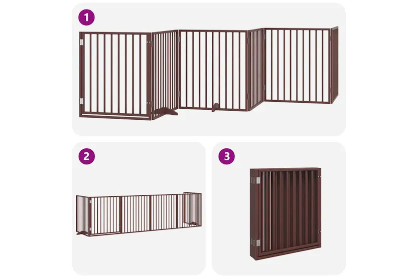 Vidaxl Dog Gate With Door Foldable 6 Panels Brown 480 Cm Poplar Wood Vidaxl Dog Gate With Door Foldable 6 Panels Brown 480 Cm Poplar Wood