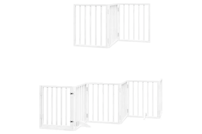 Vidaxl Dog Gate With Door Foldable 12 Panels White 600 Cm Poplar Wood Vidaxl Dog Gate With Door Foldable 12 Panels White 600 Cm Poplar Wood