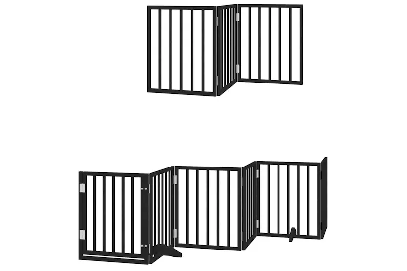 Vidaxl Dog Gate With Door Foldable 9 Panels Black 450 Cm Poplar Wood Vidaxl Dog Gate With Door Foldable 9 Panels Black 450 Cm Poplar Wood
