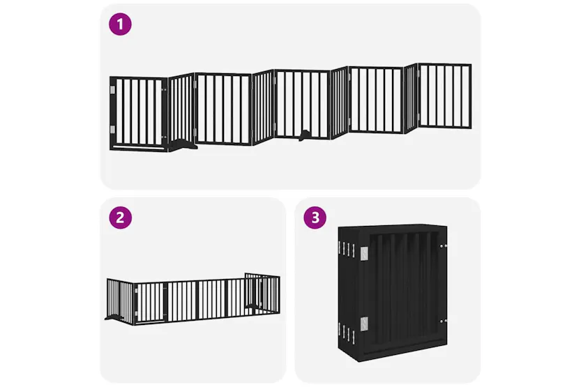 Vidaxl Dog Gate With Door Foldable 9 Panels Black 450 Cm Poplar Wood Vidaxl Dog Gate With Door Foldable 9 Panels Black 450 Cm Poplar Wood