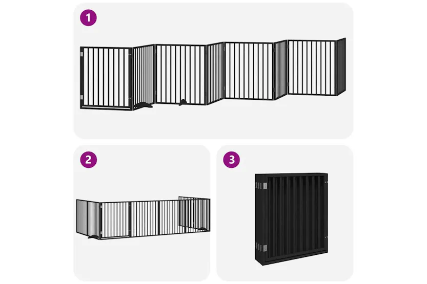 Vidaxl Dog Gate With Door Foldable 8 Panels Black 640 Cm Poplar Wood Vidaxl Dog Gate With Door Foldable 8 Panels Black 640 Cm Poplar Wood