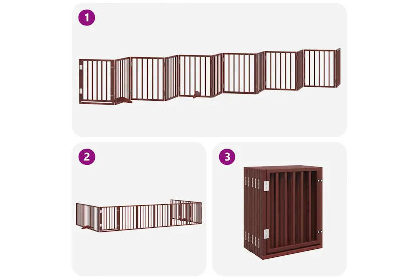 Vidaxl Dog Gate With Door Foldable 12 Panels Brown 600 Cm Poplar Wood Vidaxl Dog Gate With Door Foldable 12 Panels Brown 600 Cm Poplar Wood