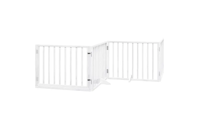 Vidaxl Dog Gate With Door Foldable 8 Panels White 640 Cm Poplar Wood Vidaxl Dog Gate With Door Foldable 8 Panels White 640 Cm Poplar Wood
