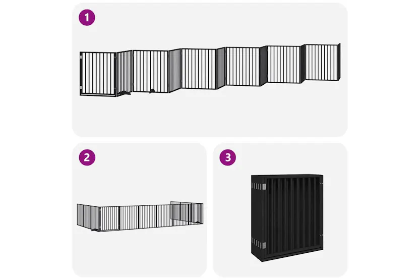 Vidaxl Dog Gate With Door Foldable 12 Panels Black 960 Cm Poplar Wood Vidaxl Dog Gate With Door Foldable 12 Panels Black 960 Cm Poplar Wood