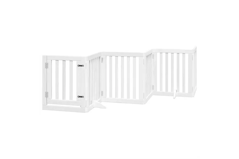 Vidaxl Dog Gate With Door Foldable 9 Panels White 450 Cm Poplar Wood Vidaxl Dog Gate With Door Foldable 9 Panels White 450 Cm Poplar Wood