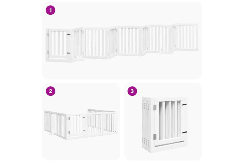 Vidaxl Dog Gate With Door Foldable 9 Panels White 450 Cm Poplar Wood Vidaxl Dog Gate With Door Foldable 9 Panels White 450 Cm Poplar Wood