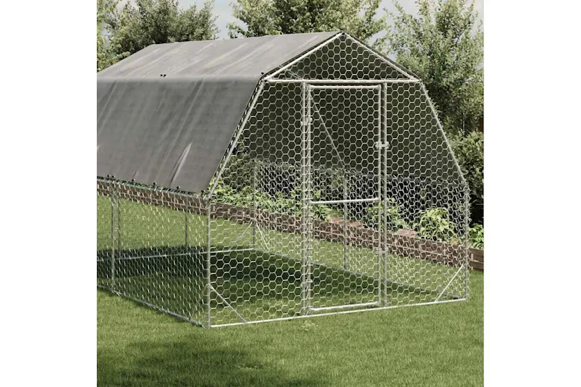 Vidaxl Chicken Run With Roof 25x4x225 M Galvanised Steel Vidaxl Chicken Run With Roof 25x4x225 M Galvanised Steel