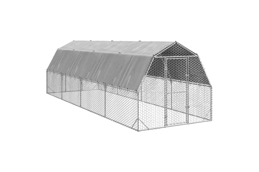Vidaxl Chicken Run With Roof 25x8x225 M Galvanised Steel Vidaxl Chicken Run With Roof 25x8x225 M Galvanised Steel