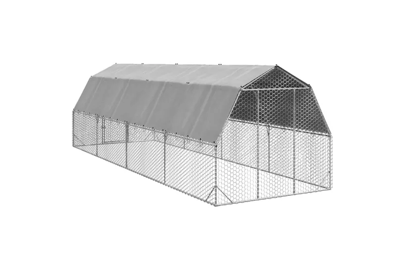 Vidaxl Chicken Run With Roof 25x8x225 M Galvanised Steel Vidaxl Chicken Run With Roof 25x8x225 M Galvanised Steel