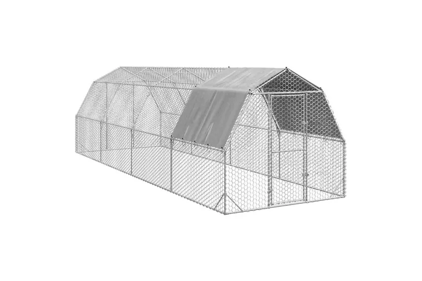 Vidaxl Chicken Run With Roof 25x8x225 M Galvanised Steel Vidaxl Chicken Run With Roof 25x8x225 M Galvanised Steel