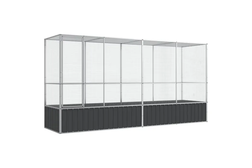Vidaxl Aviary With Extension Silver 4185x107x212 Cm Steel Vidaxl Aviary With Extension Silver 4185x107x212 Cm Steel