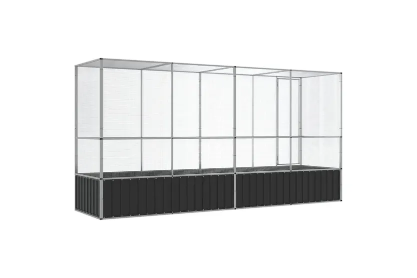Vidaxl Aviary With Extension Silver 4185x107x212 Cm Steel Vidaxl Aviary With Extension Silver 4185x107x212 Cm Steel