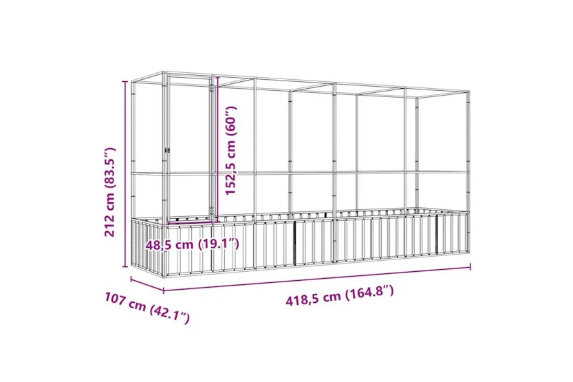 Vidaxl Aviary With Extension Silver 4185x107x212 Cm Steel Vidaxl Aviary With Extension Silver 4185x107x212 Cm Steel